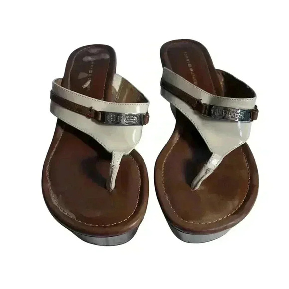 Tommy Hilfiger women's 8.5 M wedge sandals Thong Very Good Condition - Picture 5 of 14